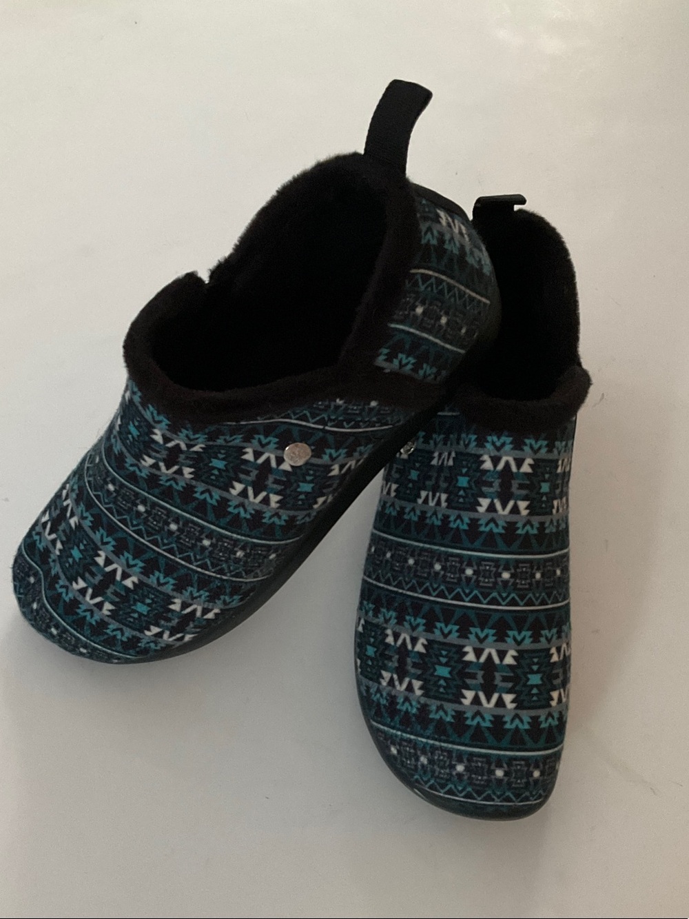 Alegria Women’s Shoes Teal and Black Patterned Slip-On Clogs Slippers size 9 - Picture 3 of 11